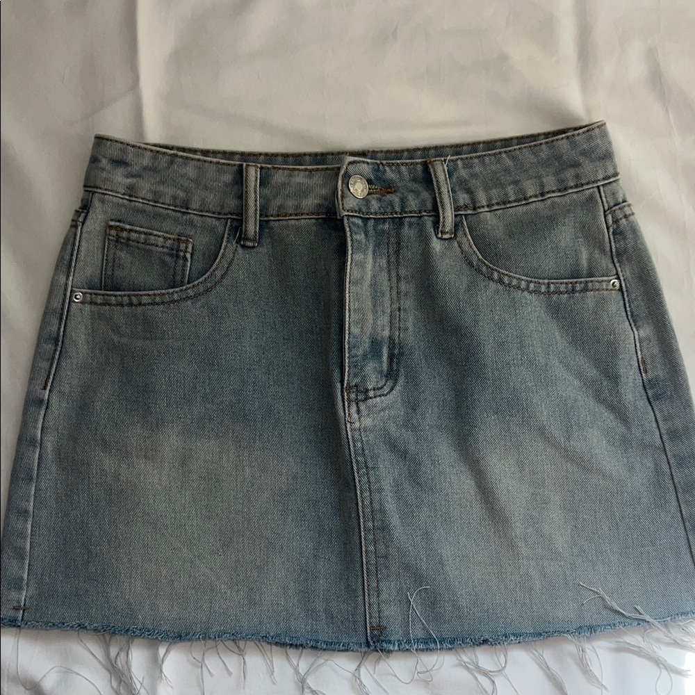 Amazon Denim Mini Skirt in Light Blue